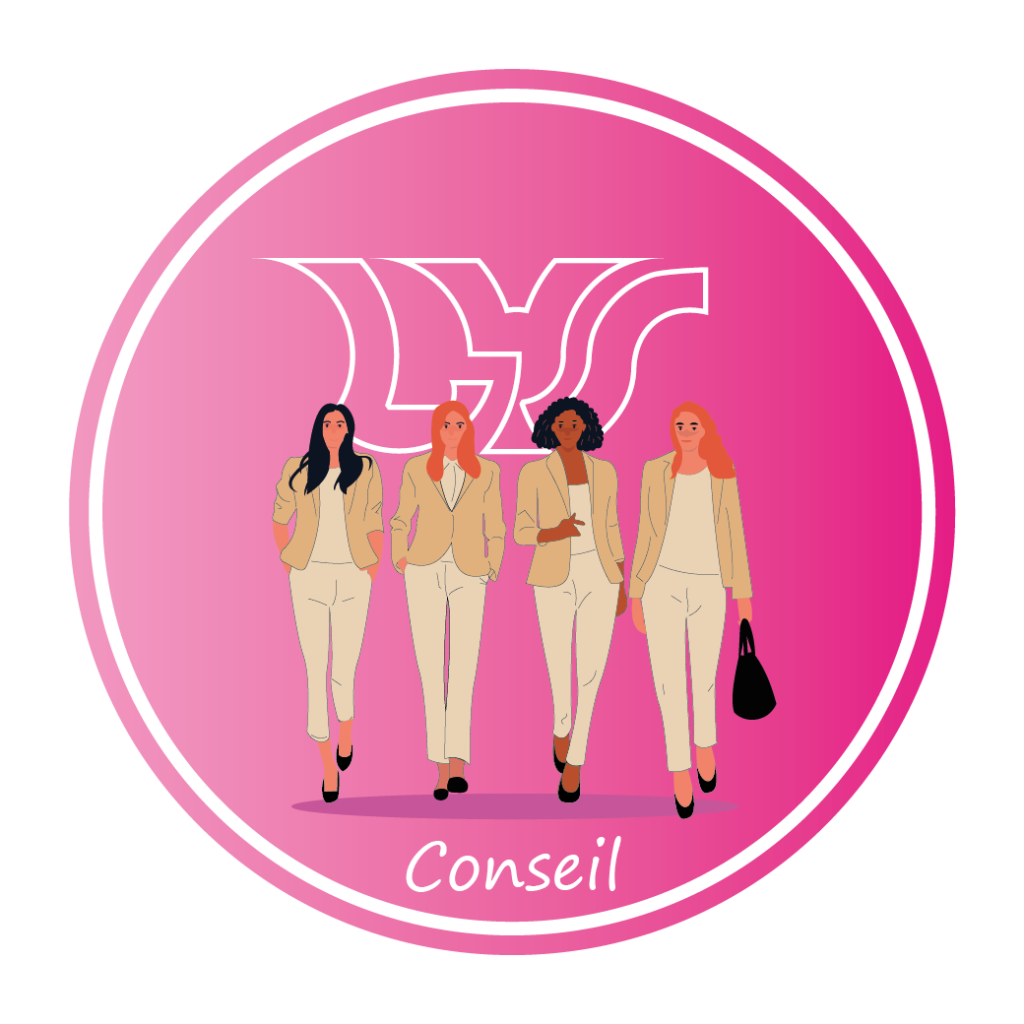 Logo rose de Lys Conseil avec des femmes qui marchent.